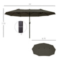 Outsunny Extra Large 15ft Patio Umbrella, Double Sided gray-steel