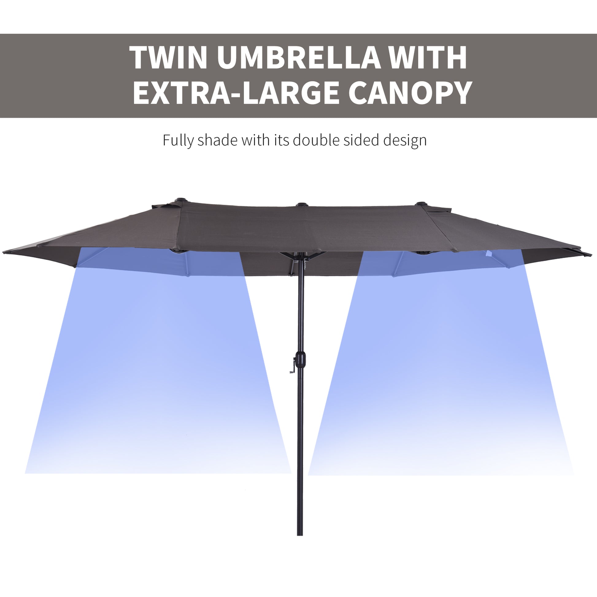 Outsunny Extra Large 15ft Patio Umbrella, Double Sided gray-steel