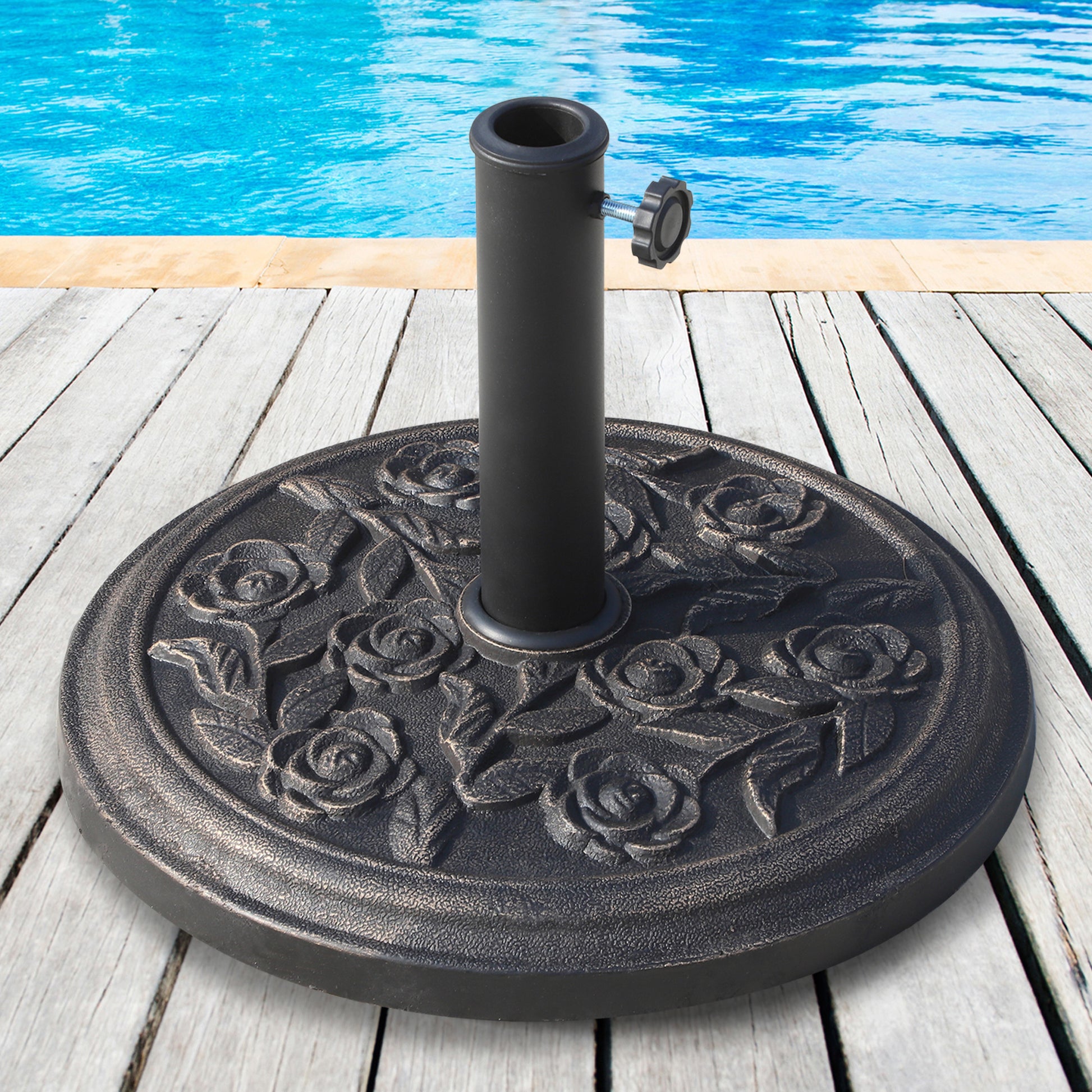 Outsunny 18" 20 lbs Round Resin Umbrella Base Stand antique bronze-steel