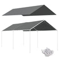 Outsunny 10' x 20' Carport Replacement Top Canopy gray-polyethylene