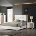 Contemporary White and Natural Color 1pc Nightstand UV white-white-2 drawers-bedroom-bedside