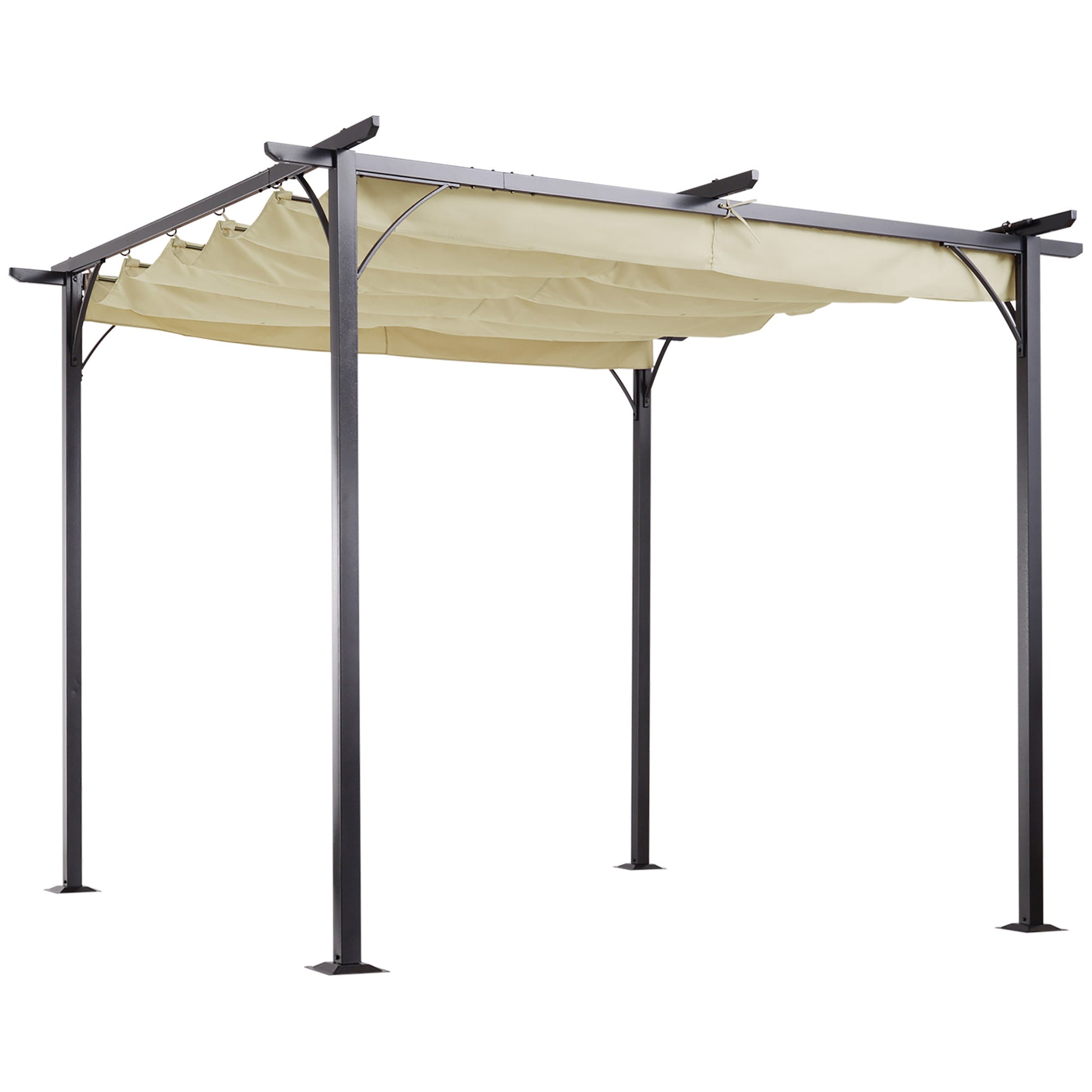 Outsunny 10' x 10' Outdoor Retractable Pergola Canopy beige-steel