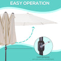 Outsunny Extra Large 15ft Patio Umbrella, Double Sided white-steel