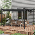 Outsunny 10' x 12' Retractable Pergola Canopy, Wood gray-aluminum