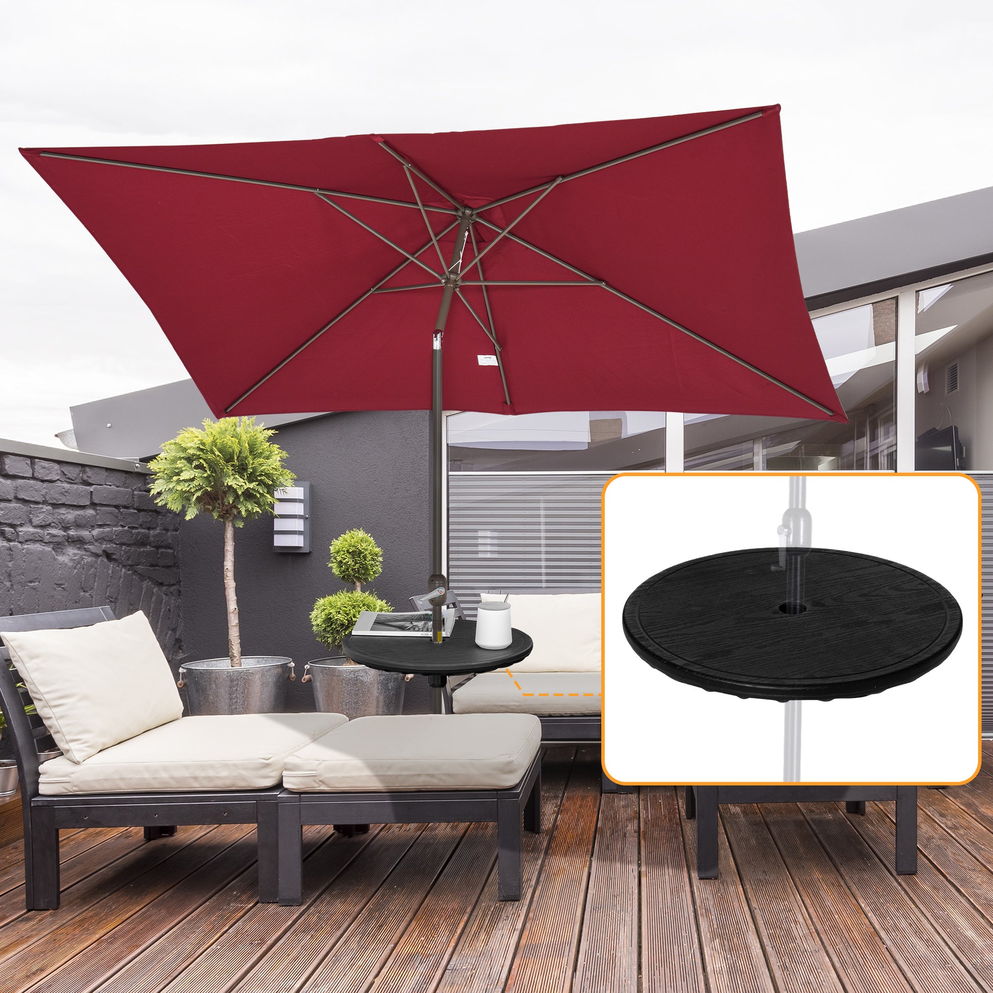 Outsunny 20" Umbrella Table Tray, Easy to Install