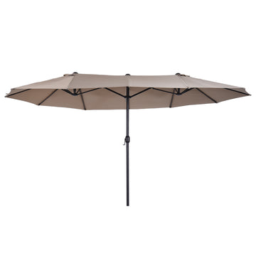 Outsunny Extra Large 15ft Patio Umbrella, Double Sided brown-steel