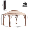 Outsunny 11' x 11' Pop Up Canopy, Outdoor Patio Gazebo brown-metal