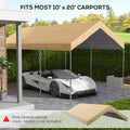 Outsunny 10' x 20' Carport Replacement Top Canopy beige-polyethylene