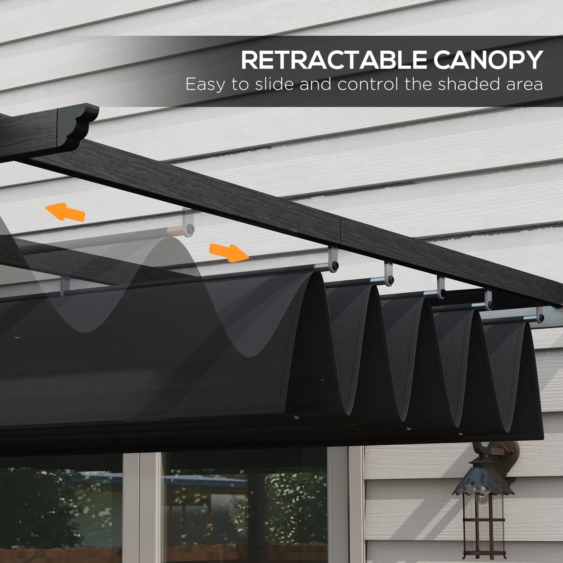 Outsunny 10' x 12' Retractable Pergola Canopy, Wood gray-aluminum