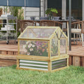 Outsunny Raised Garden Bed with Polycarbonate natural-wood