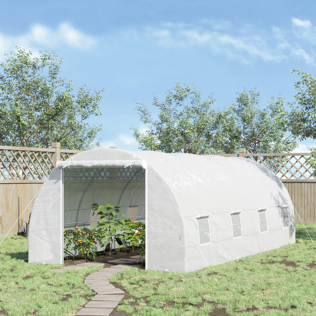 Outsunny 20' x 10' x 7' Walk In Tunnel Greenhouse white-steel