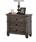 Wire brushed Finish 1pc Nightstand Warm Gray Color warm grey-gray-3 drawers-bedroom-bedside