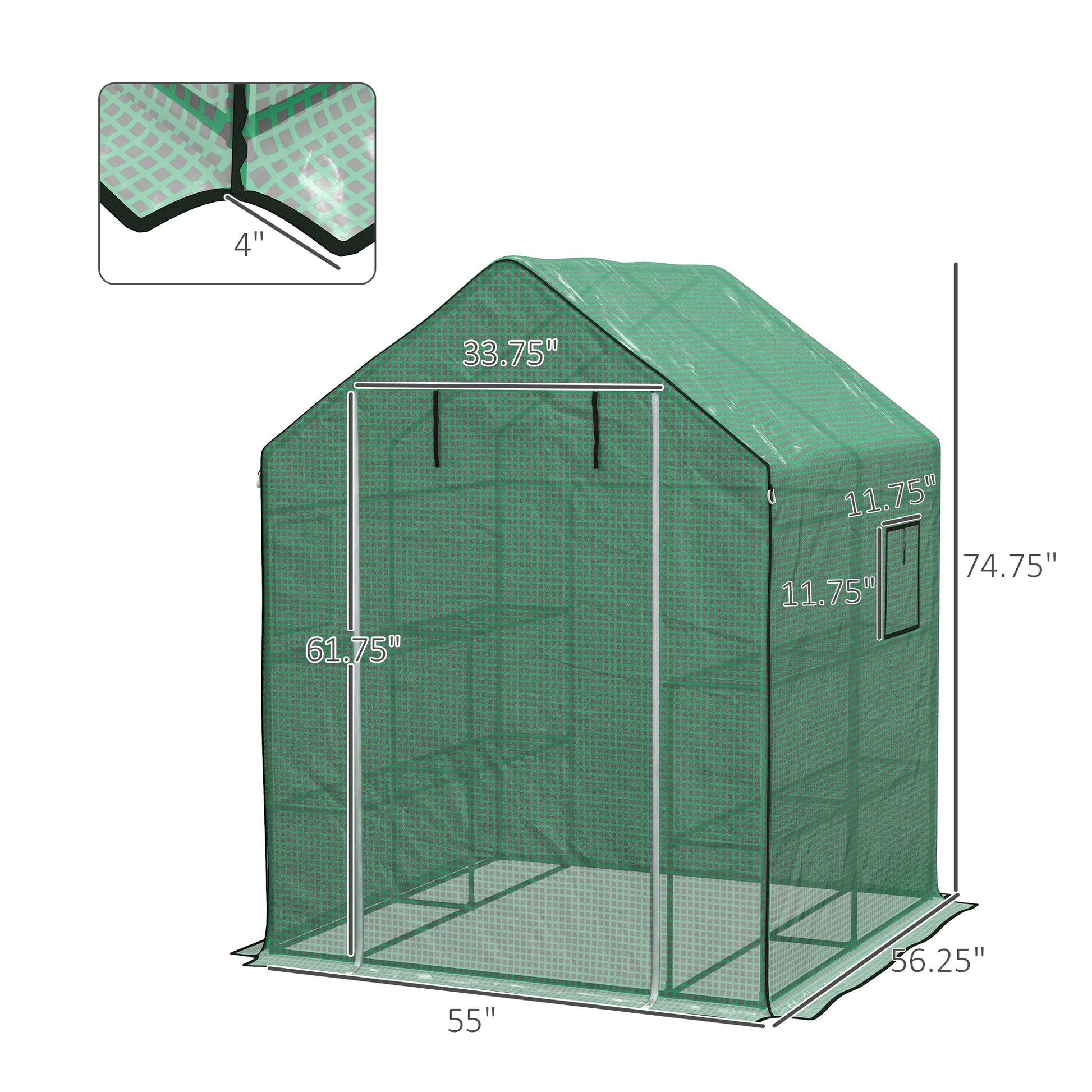 Outsunny 1 Piece Walk in Greenhouse Replacement Cover green-polyethylene