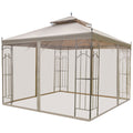 Outsunny 10' x 10' Patio Gazebo with Corner Frame brown-steel