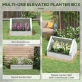 Outsunny Raised Garden Bed with Mini Greenhouse white-steel