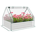 Outsunny Raised Garden Bed with Mini Greenhouse white-steel