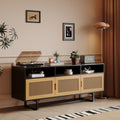 Retro Rattan Console Table 3 door TV Stand Media espresso-mdf