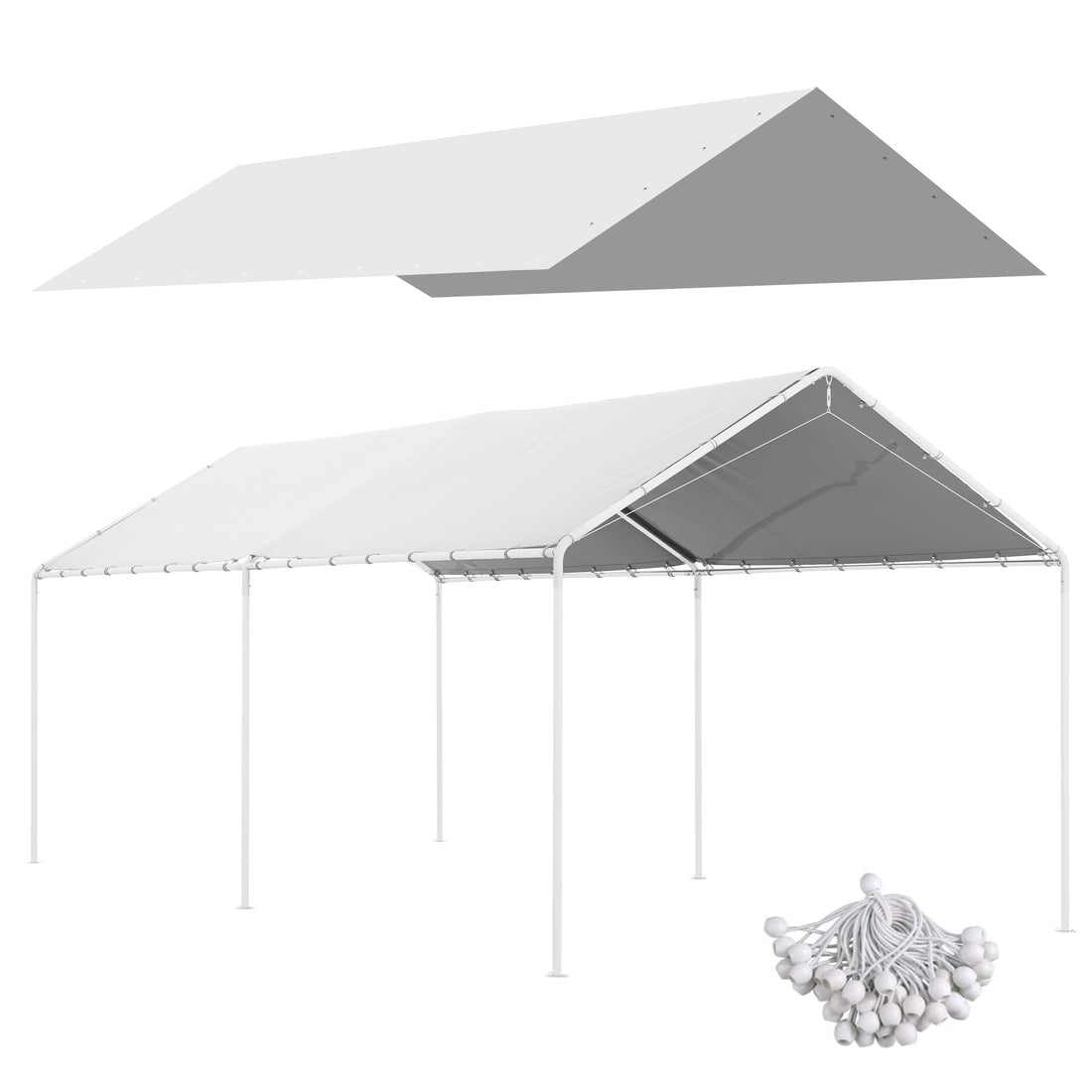 Outsunny 10' x 20' Carport Replacement Top Canopy white-polyethylene