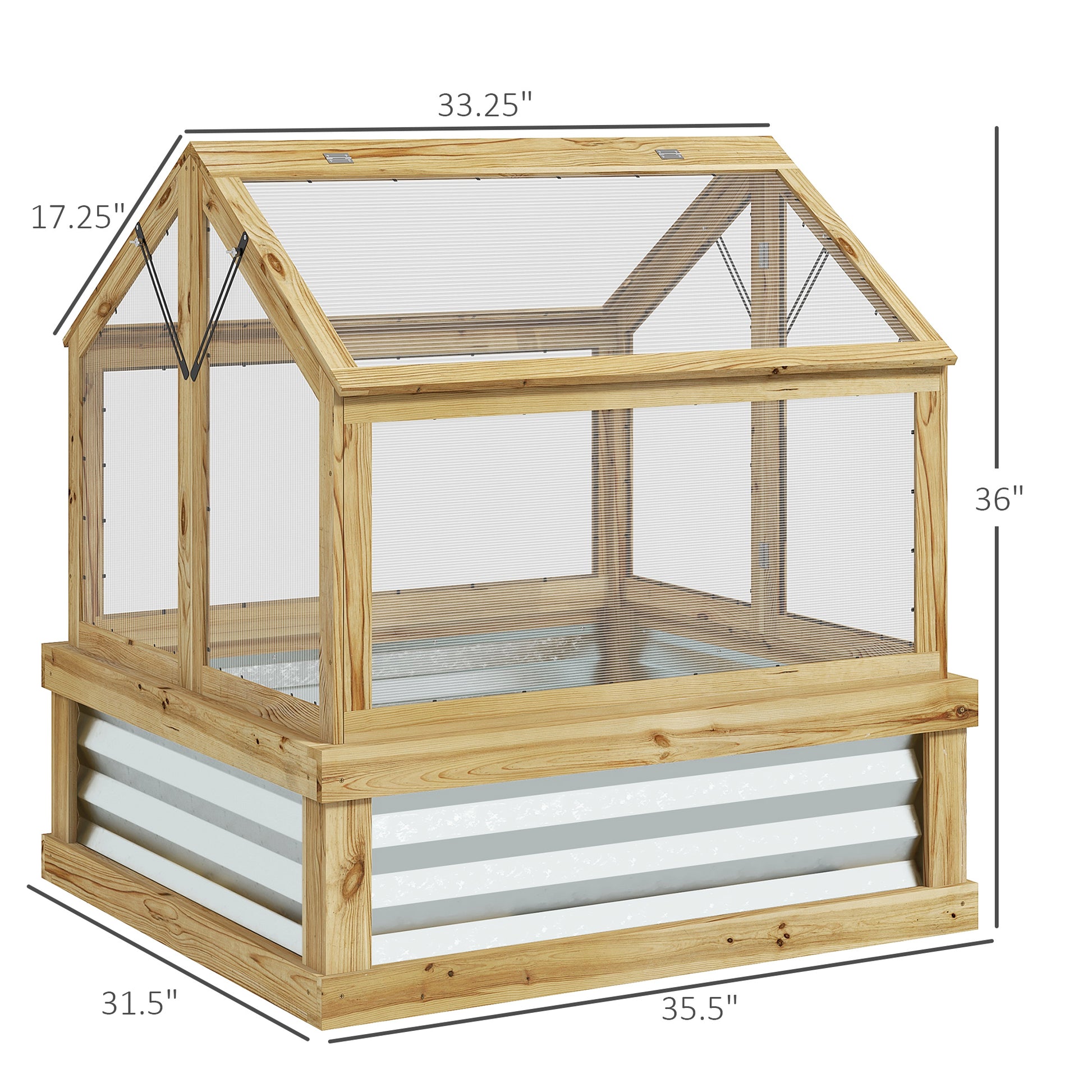 Outsunny Raised Garden Bed with Polycarbonate natural-wood