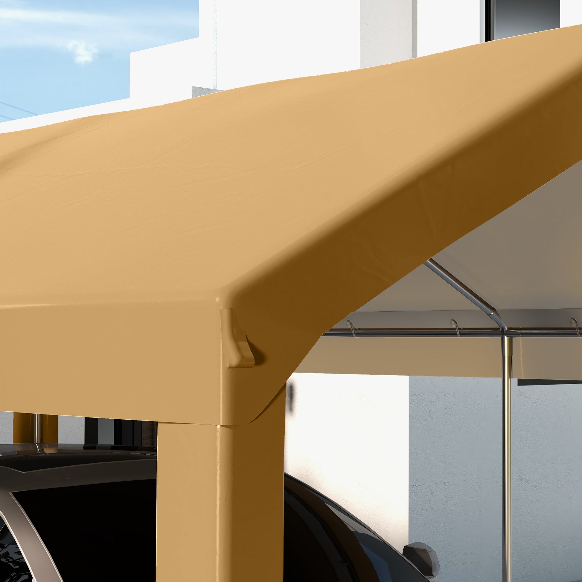 Outsunny 10' x 20' Carport Replacement Top Canopy beige-polyethylene