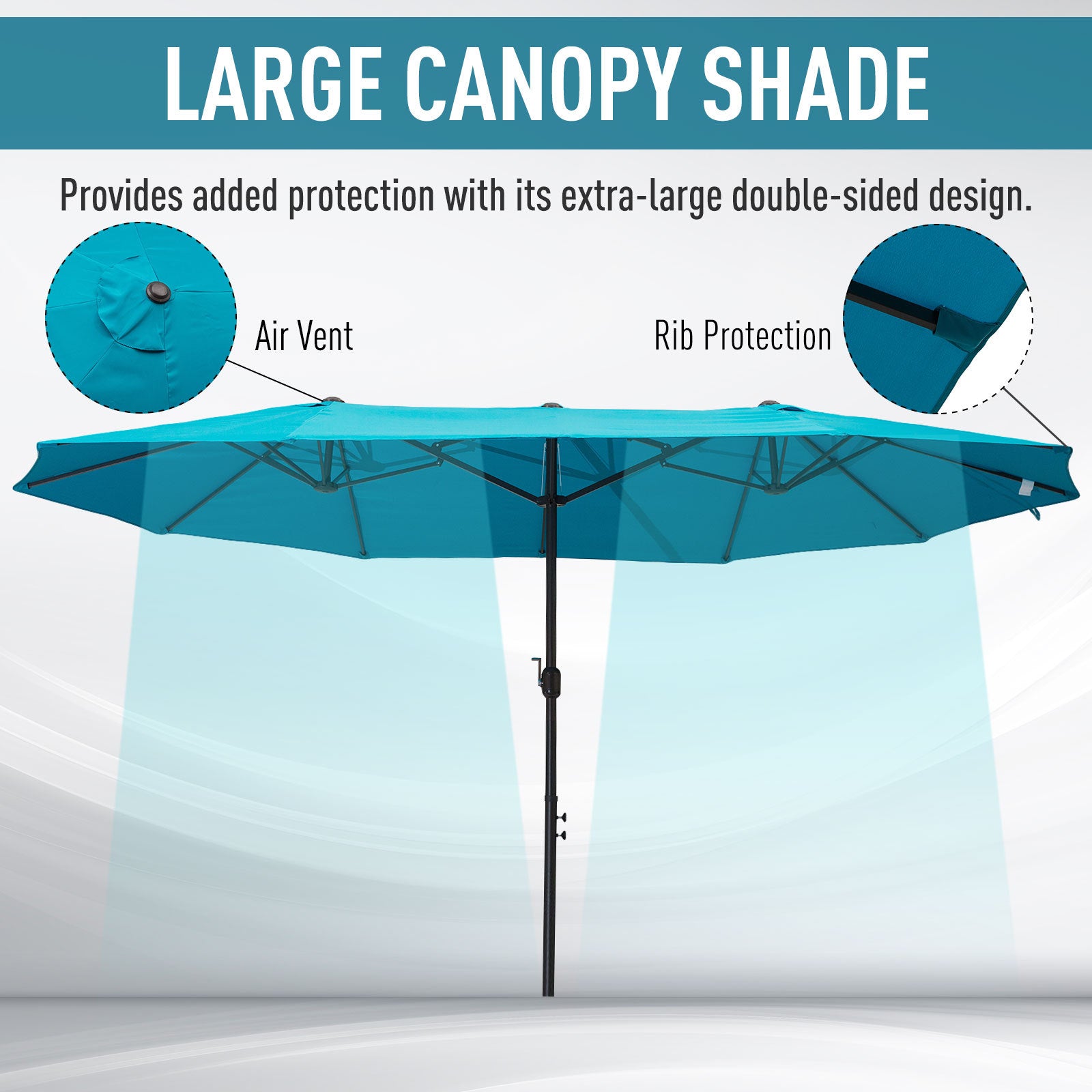 Outsunny Extra Large 15ft Patio Umbrella, Double Sided blue-steel