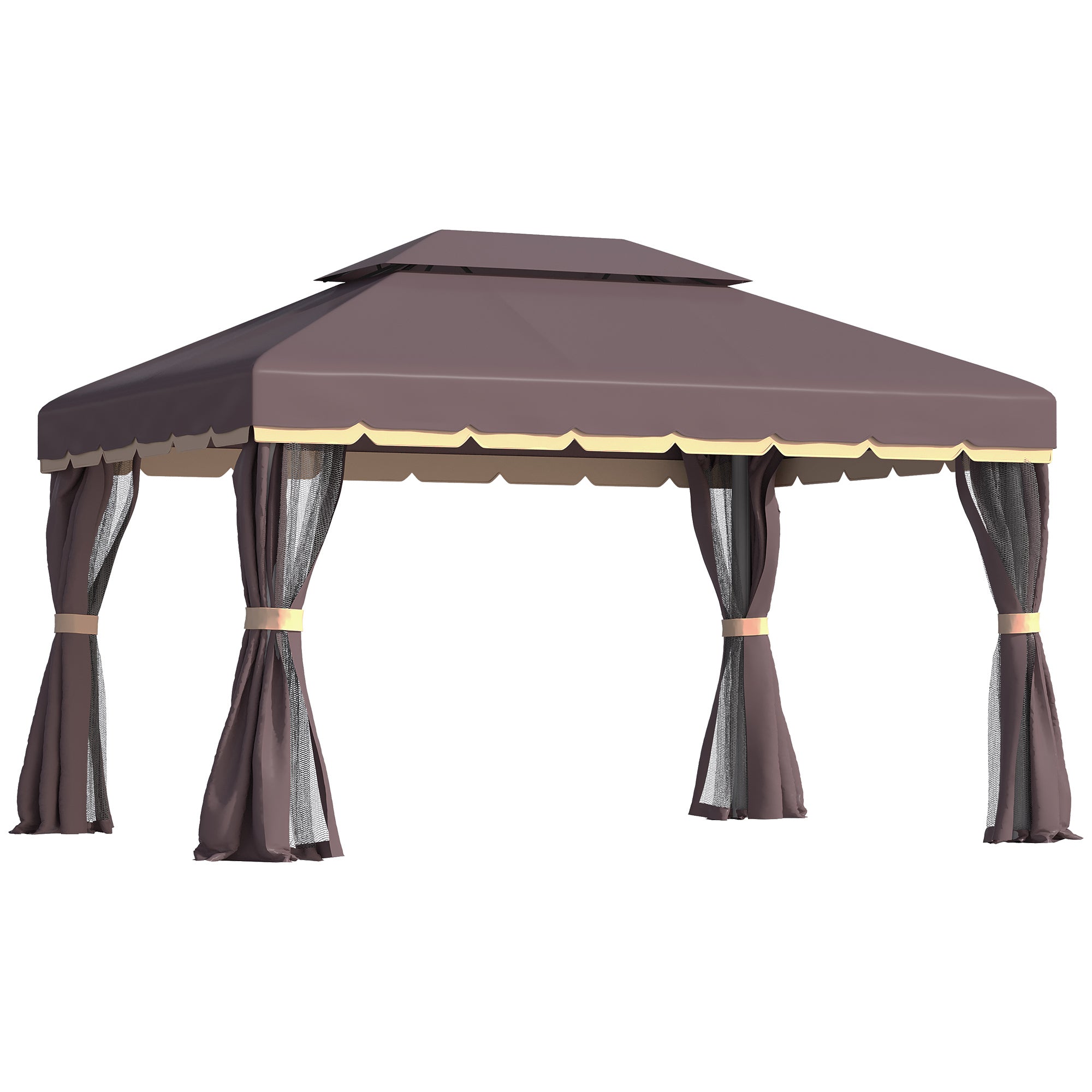 Outsunny 10' x 13' Patio Gazebo, Outdoor Gazebo Canopy brown-aluminum