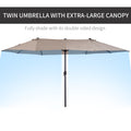 Outsunny Extra Large 15ft Patio Umbrella, Double Sided brown-steel