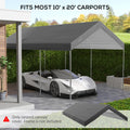 Outsunny 10' x 20' Carport Replacement Top Canopy gray-polyethylene