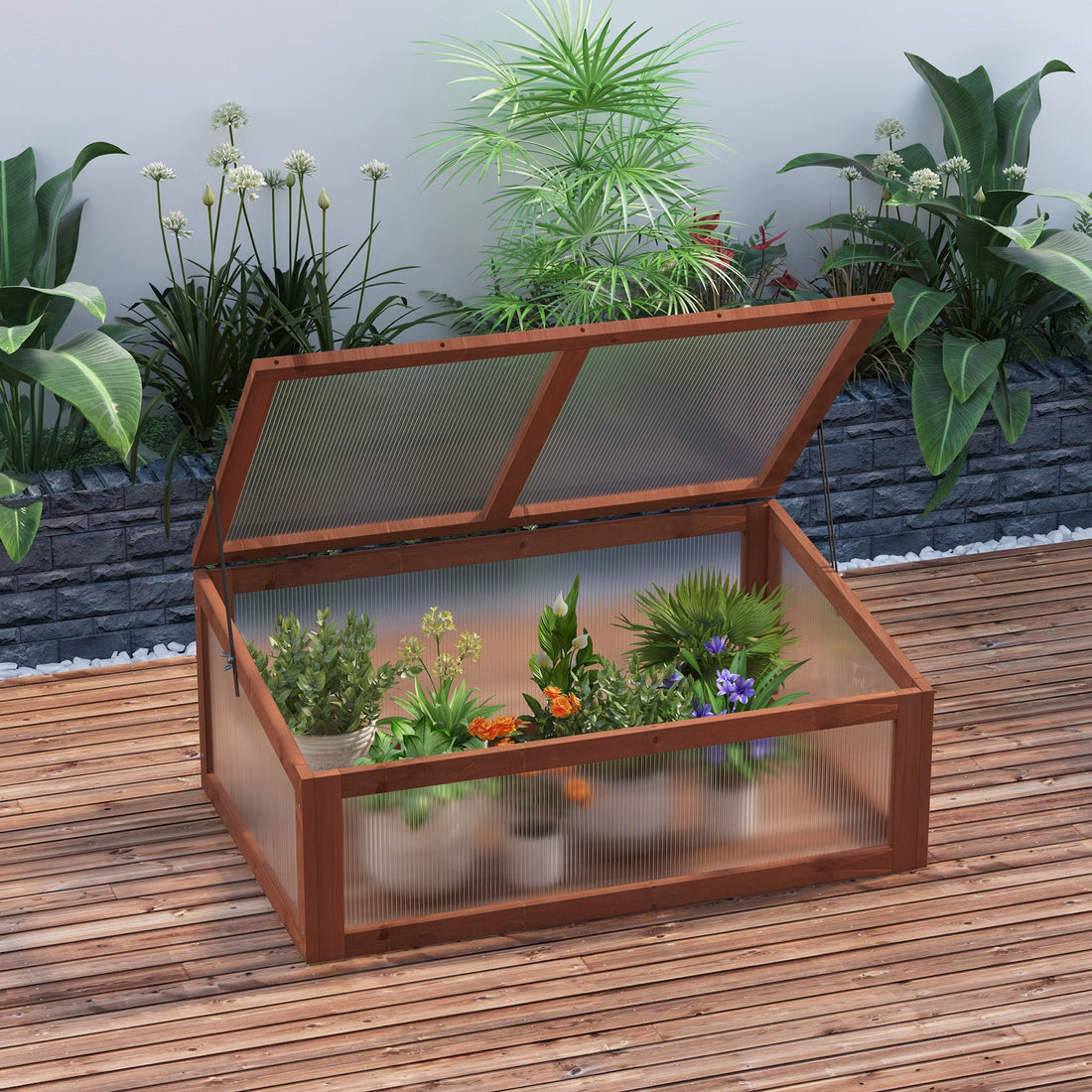 Outsunny Portable Wooden Garden Green House Cold