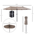 Outsunny Extra Large 15ft Patio Umbrella, Double Sided brown-steel