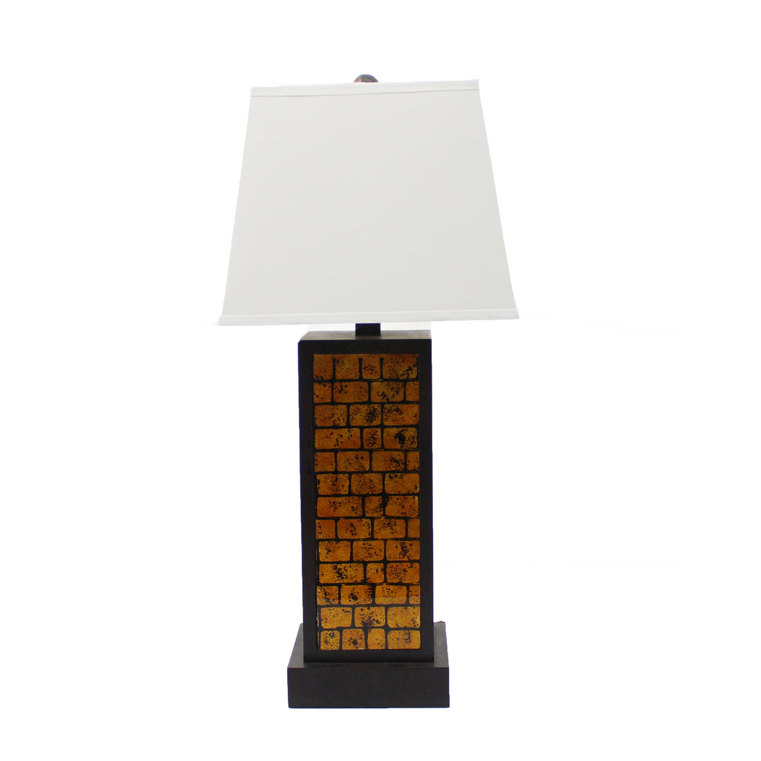 31 Inch Metal Frame Table Lamp, Drum Shade, Brick