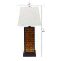 31 Inch Metal Frame Table Lamp, Drum Shade, Brick