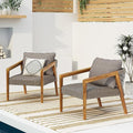 Outdoor Acacia Wood Club Chairs with Cushions Teak grey-acacia wood