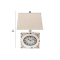 Clock Design Metal Table Lamp with Tapered Shade,White white-fabric+metal