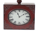 Clock Design Metal Table Lamp with Tapered Shade, Red red-fabric+metal