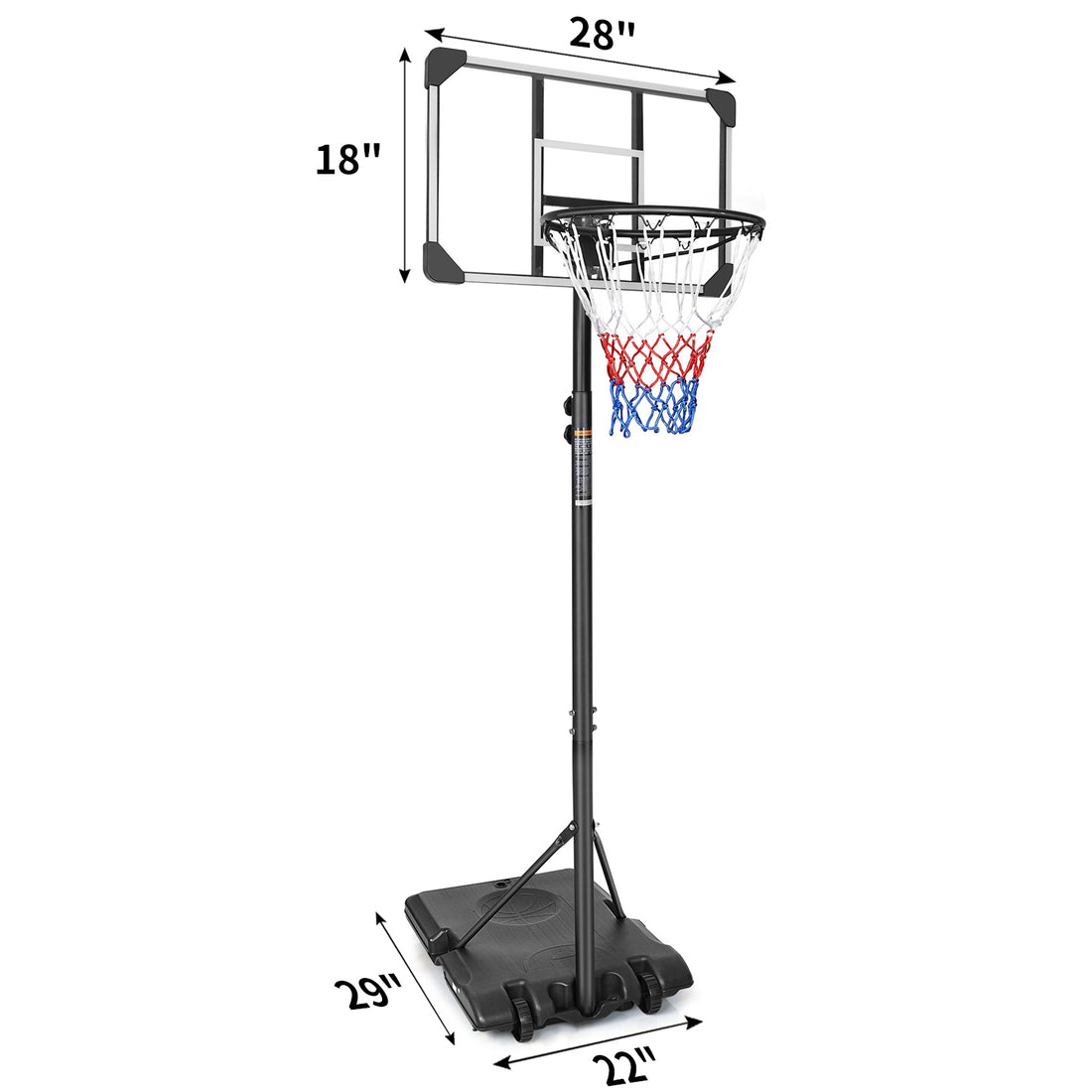 Portable Basketball Goal System with Stable Base and transparent-sporty-iron