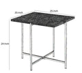 Contemporary Marble Top End Table with Trestle