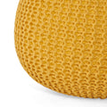 Bordeaux Knitted Cotton Round Pouf, Yellow yellow-cotton