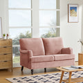 2 Seater Sofa Velvet Couches for Living Room, Sofas pink-metal-pillow back-pine-foam-velvet-2 seat