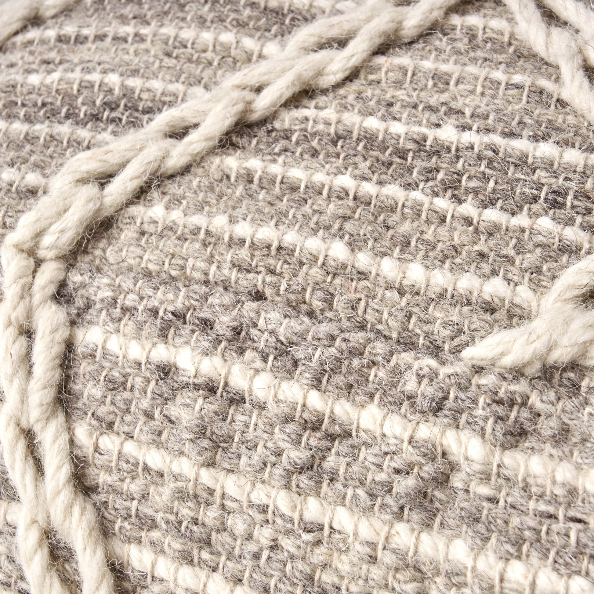 Rope Square Pouf, Gray and Ivory