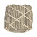 Rope Square Pouf, Gray and Ivory