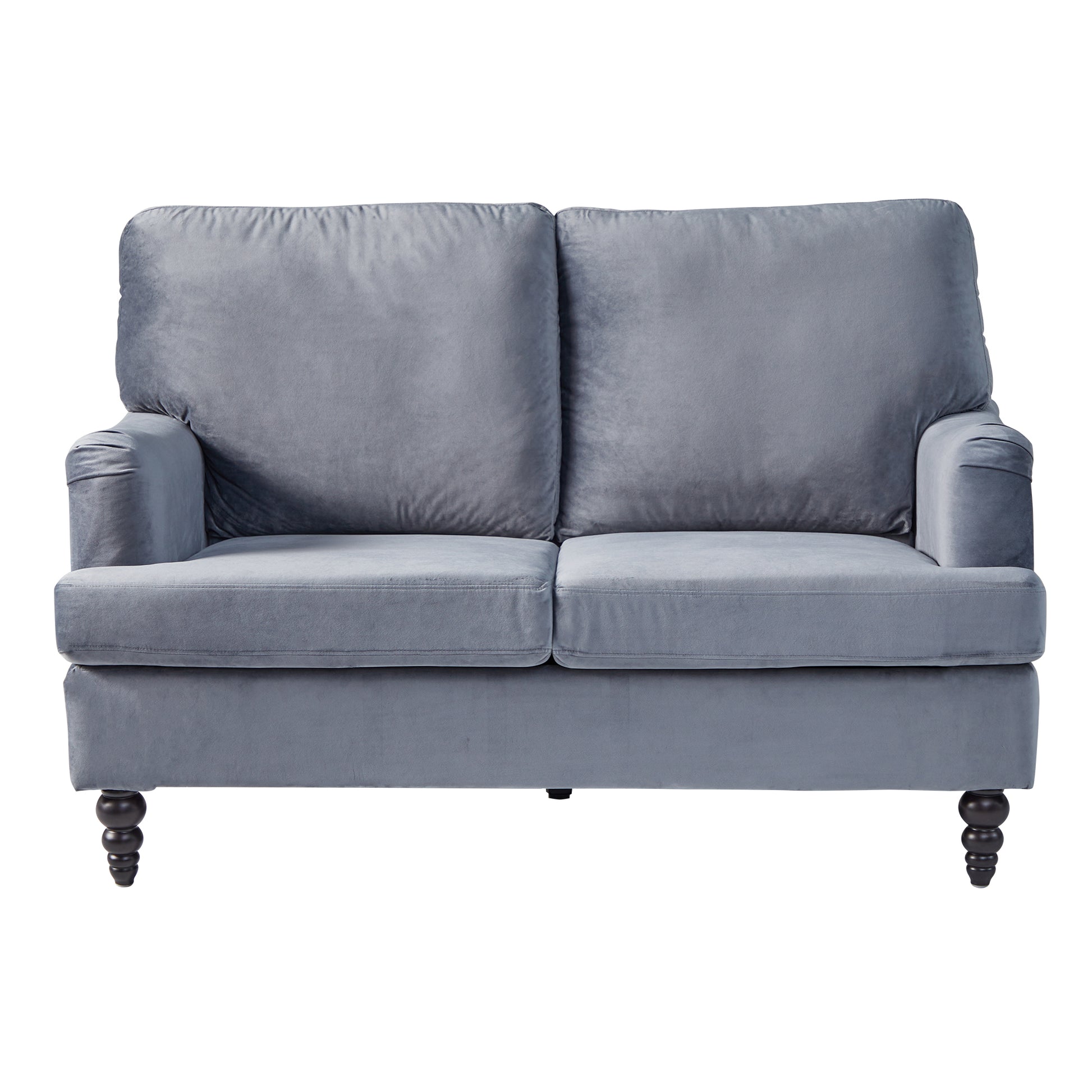 2 Seater Sofa Velvet Couches for Living Room, Sofas grey-metal-pillow back-pine-foam-velvet-2 seat