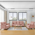 3 Seater Sofa Velvet Couches for Living Room, Sofas pink-metal-pillow back-pine-foam-velvet-3 seat