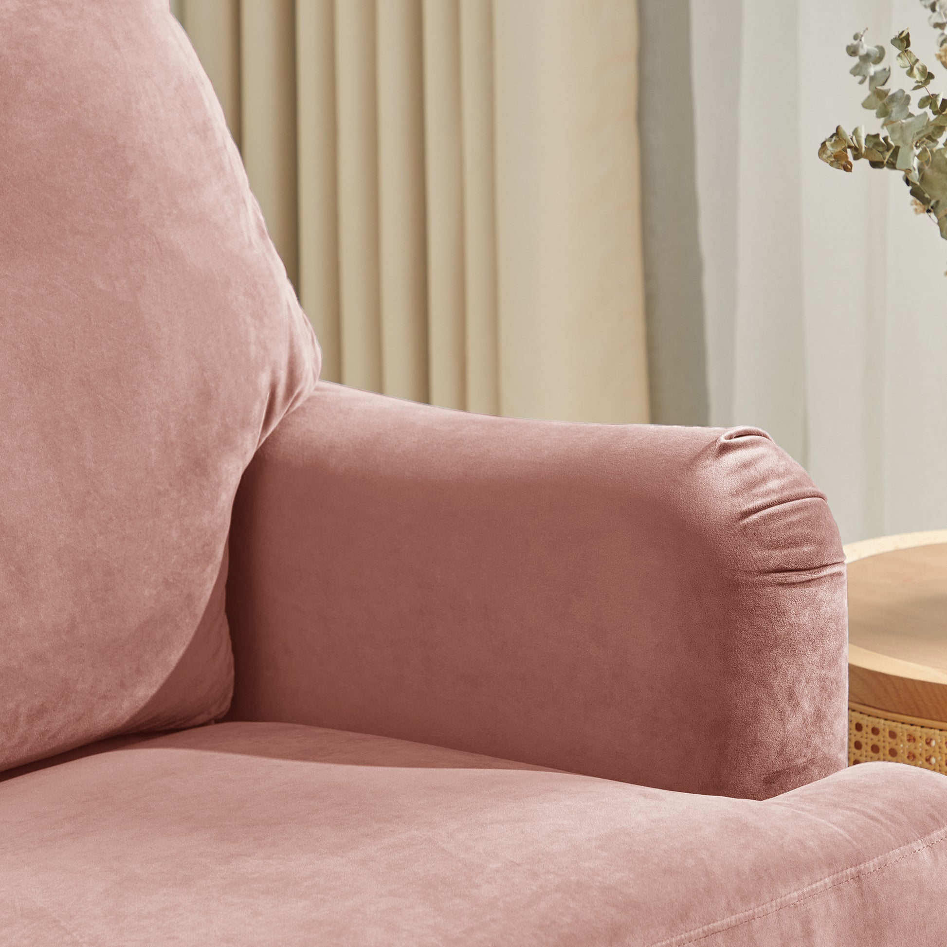 2 Seater Sofa Velvet Couches for Living Room, Sofas pink-metal-pillow back-pine-foam-velvet-2 seat