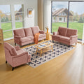 3 Seater Sofa Velvet Couches for Living Room, Sofas pink-metal-pillow back-pine-foam-velvet-3 seat