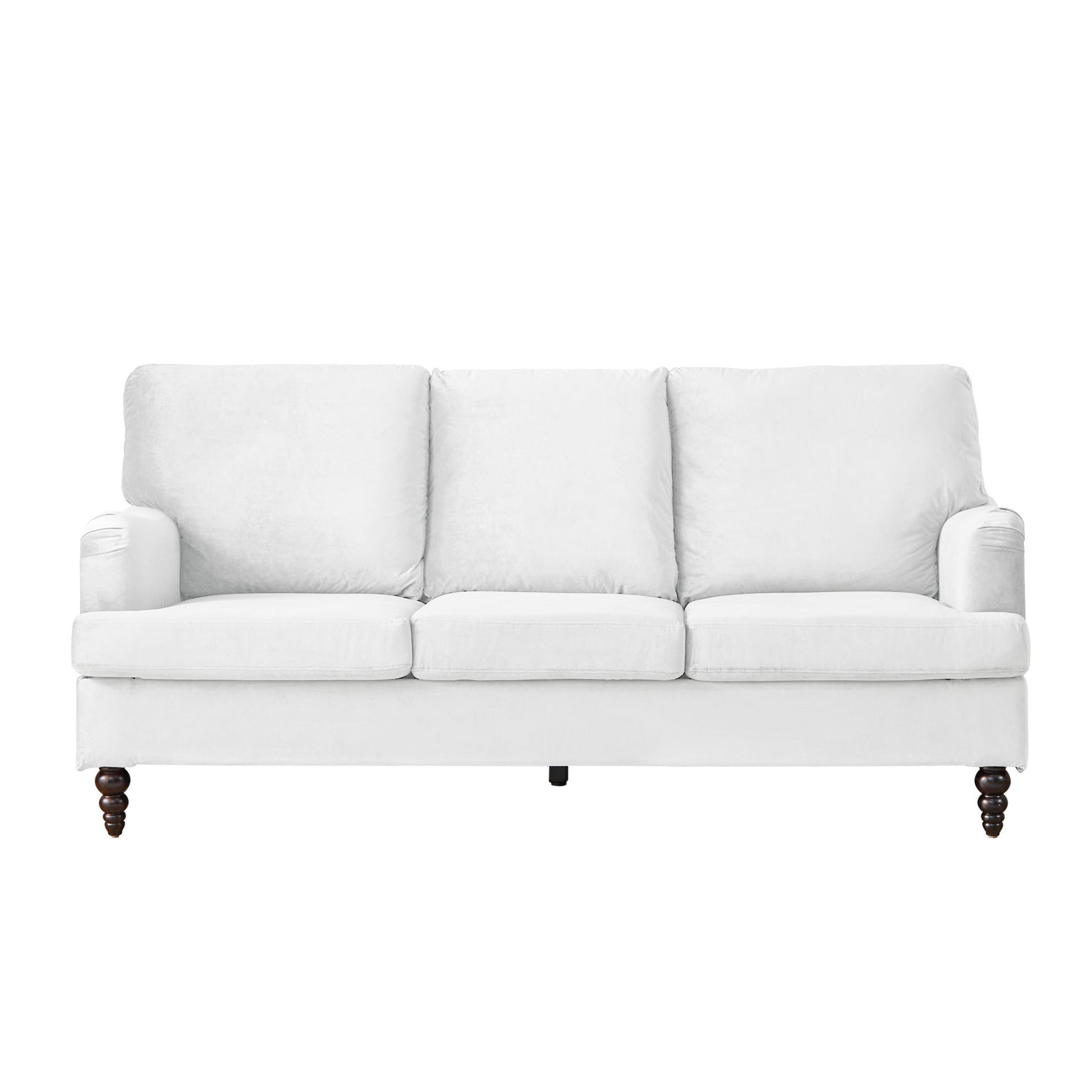 3 Seater Sofa Velvet Couches for Living Room, Sofas white-metal-pillow back-pine-foam-velvet-3 seat