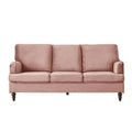 3 Seater Sofa Velvet Couches for Living Room, Sofas pink-metal-pillow back-pine-foam-velvet-3 seat