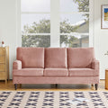 3 Seater Sofa Velvet Couches for Living Room, Sofas pink-metal-pillow back-pine-foam-velvet-3 seat