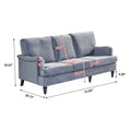 3 Seater Sofa Velvet Couches for Living Room, Sofas grey-metal-pillow back-pine-foam-velvet-3 seat