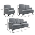 2 Seater Sofa Velvet Couches for Living Room, Sofas grey-metal-pillow back-pine-foam-velvet-2 seat